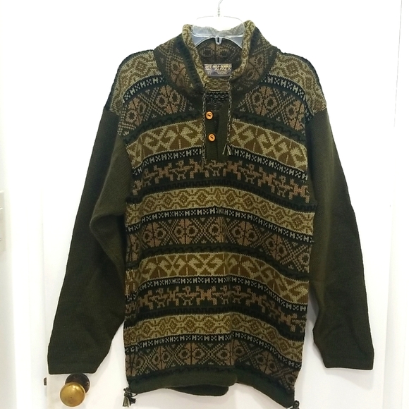 Arte Inka-Berfass 100% Alpaca wool knitted Native Inka design gorpcore sweater - Picture 1 of 8